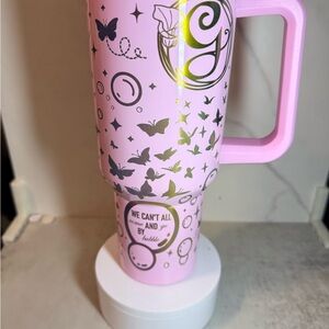Pink Tumbler with Butterfly Design